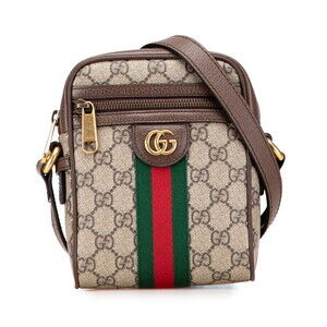 Gucci Ophidia GG Supreme Shoulder Bag Beige Tan Brown Leather